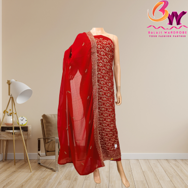 Self Georgette Red Colour Fabric