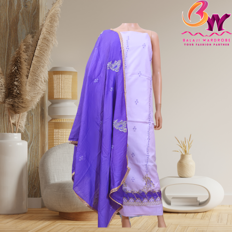 Heavy Cotton Light Purple Colour Unstitched Suit